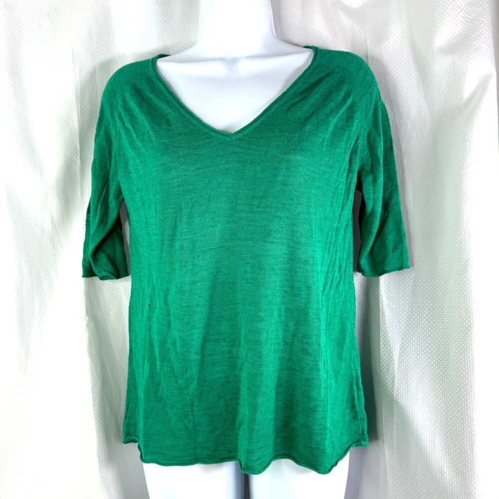 Poles Maison Montacut Womens Cute Green Soft Linen Blend Shirt Top Sz S Small - Picture 1 of 3